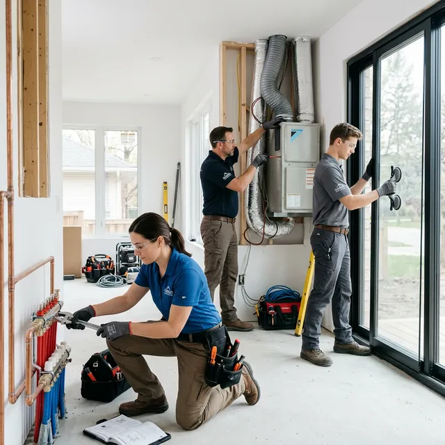 Home service professionals illustration in light mode for landscaping